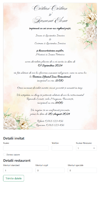 Exemplu invitatie digitala nunta